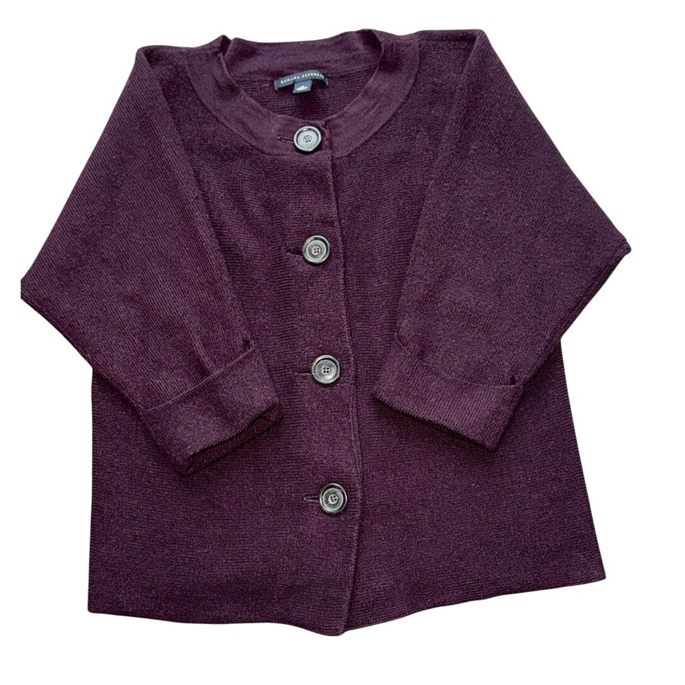 BANANA REPUBLIC 100% Wool Plum Dark Purple Batwing Cardigan Sweater | Women's M